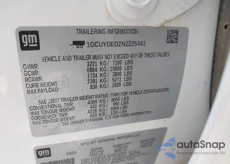 2022 Chevrolet Silverado Ltd K1500 Lt из США, поврежденный, VIN 1GCUYDED2NZ225441